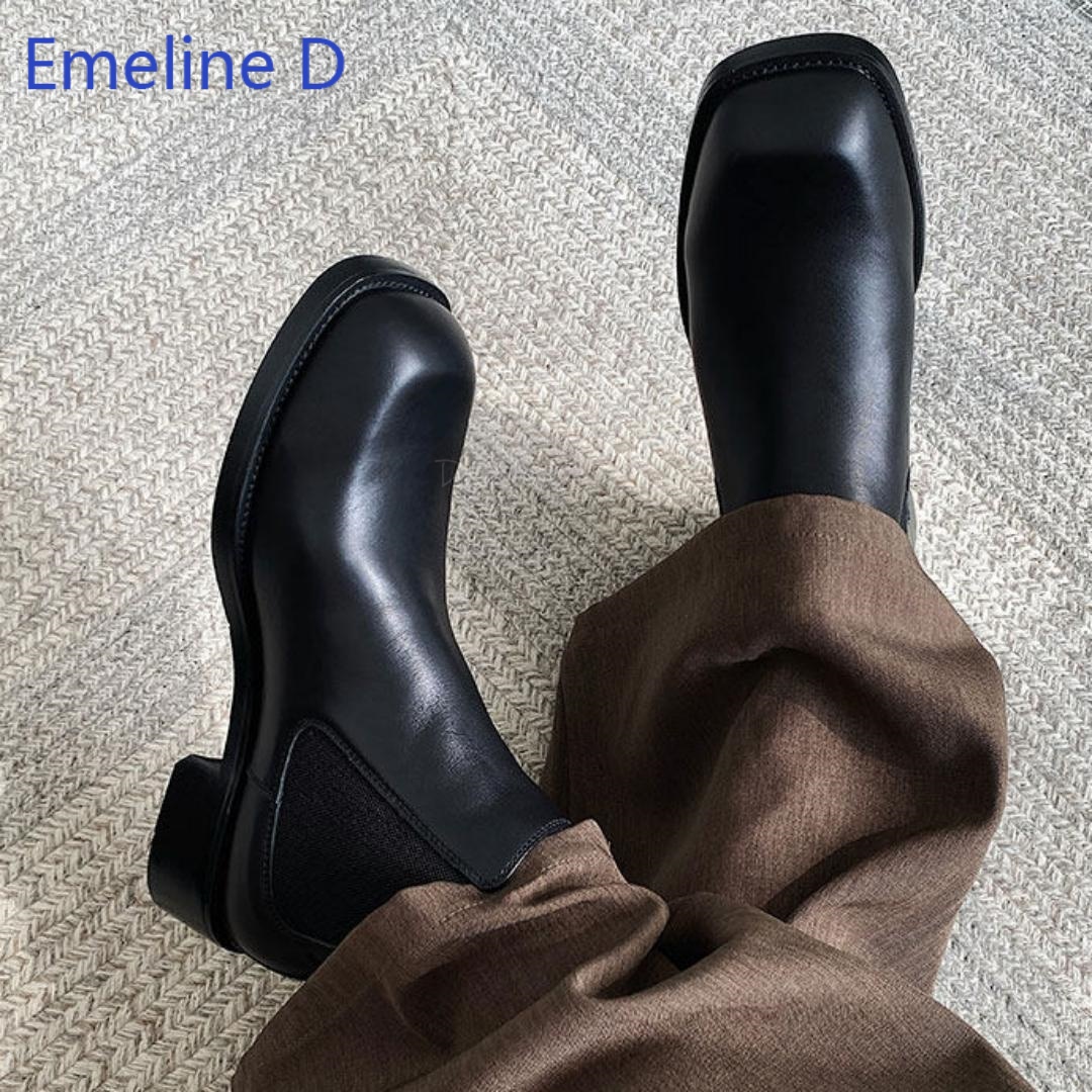 Formal Men Daily Wear Footwear - Męskie botki Chelsea z kwadratowym noskiem,
