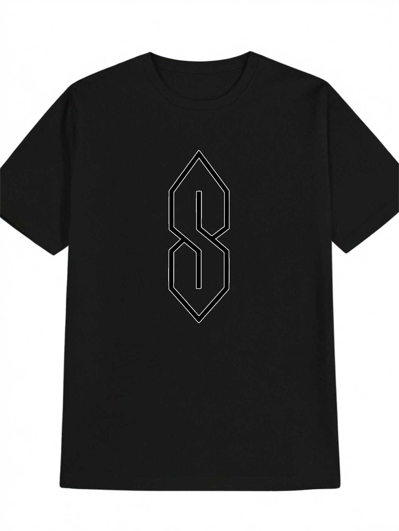 Men Formal Wear All Black - Męska koszulka z geometrycznym trójkątnym wzorem