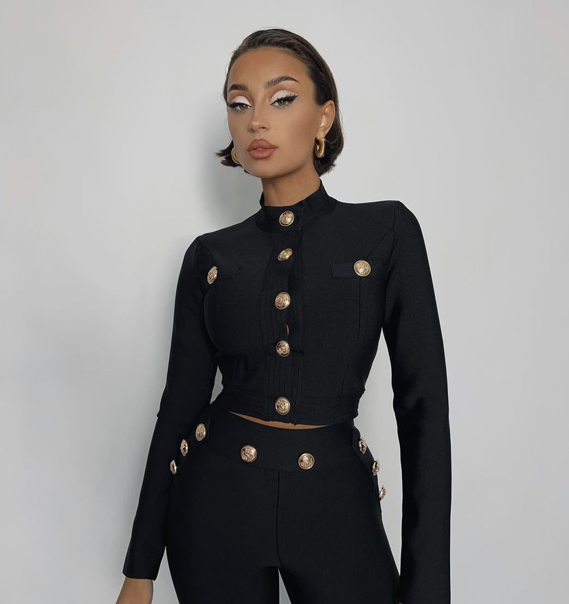 Nowy jesienny styl Czarny kolo – Men Formal Wear All Black recenzja i cena